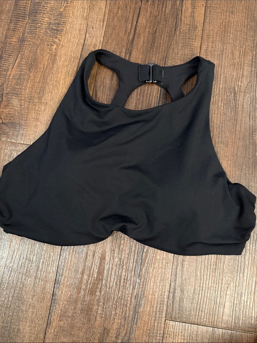 Black High Neck Racerback Swim Top